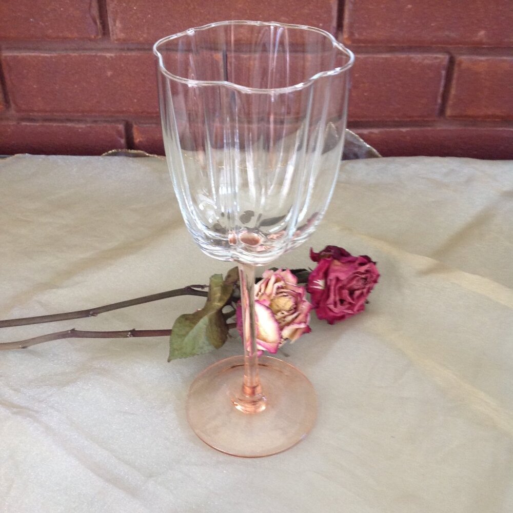Vintage Delicate Pink Depression Wine Glass